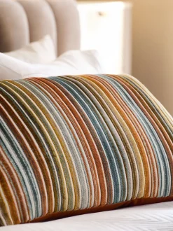 Kussentjes En Plaids|Kussentjes En Plaids*Next Fluwelen gestreept kussen Oranje