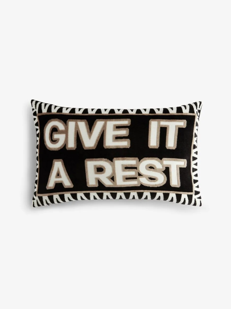 Kussentjes En Plaids|Kussentjes En Plaids*Next Fluwelen kussen met Give It A Rest-slogan