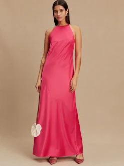 Gelegenheidskleding*Next - Bridesmaids Satin Halterneck Maxi Dress Framboosroze