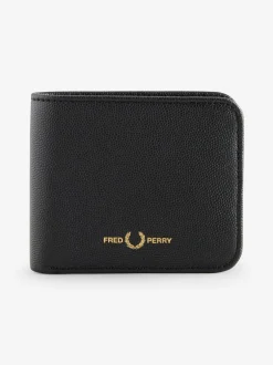 Portemonnees*Fred Perry Scotchgrain Leather Black Wallet