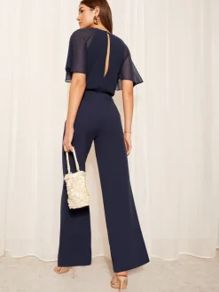 Jumpsuits En Playsuits|Friends Like These Chiffon Flutter Sleeve Scuba Jumpsuit