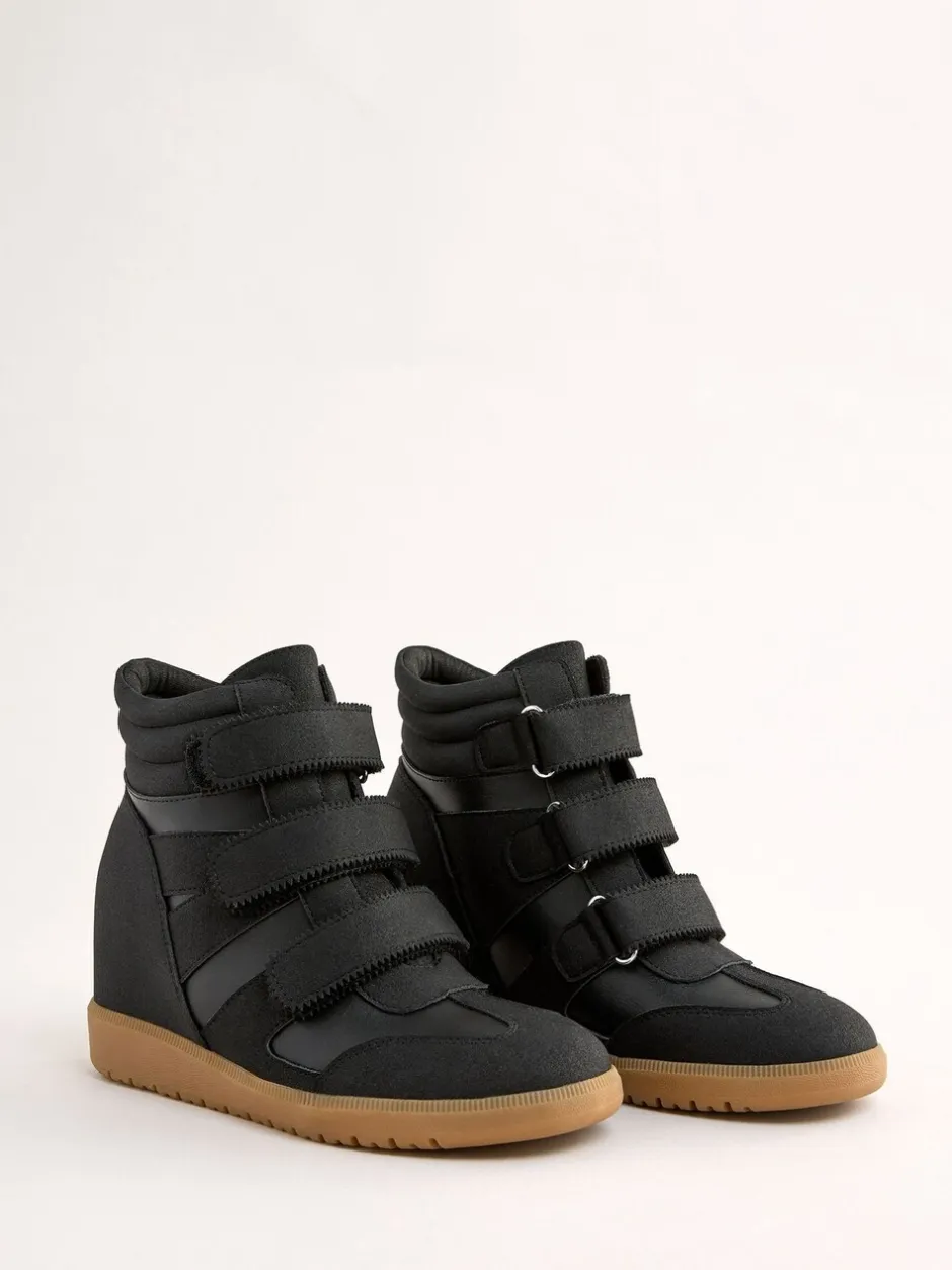 Sneakers*Friends Like These Faux Leather Velcro High Top Wedge Casual Trainers