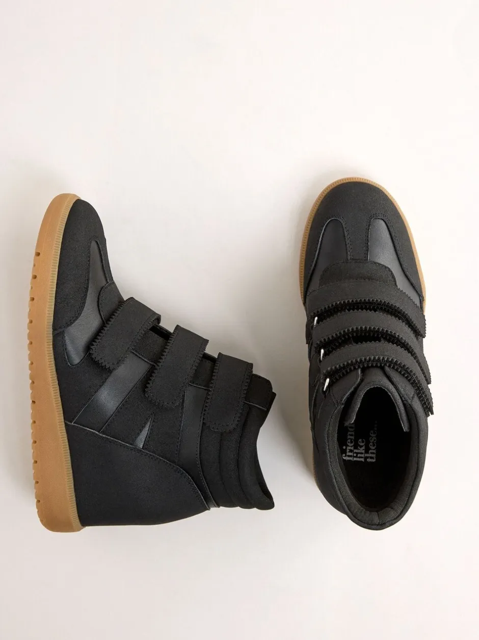 Sneakers*Friends Like These Faux Leather Velcro High Top Wedge Casual Trainers