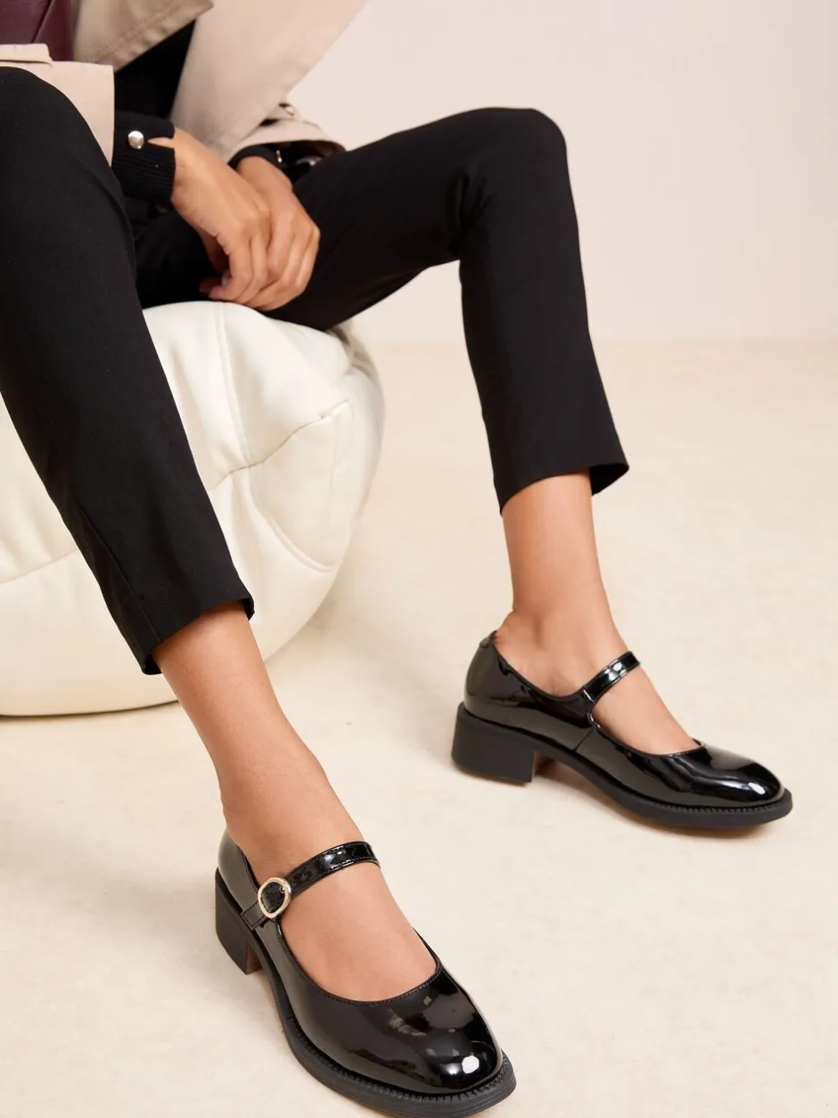 Schoenen Met Hakken|Friends Like These Low Block Heel Buckle Patent Faux Leather Maryjane Shoes