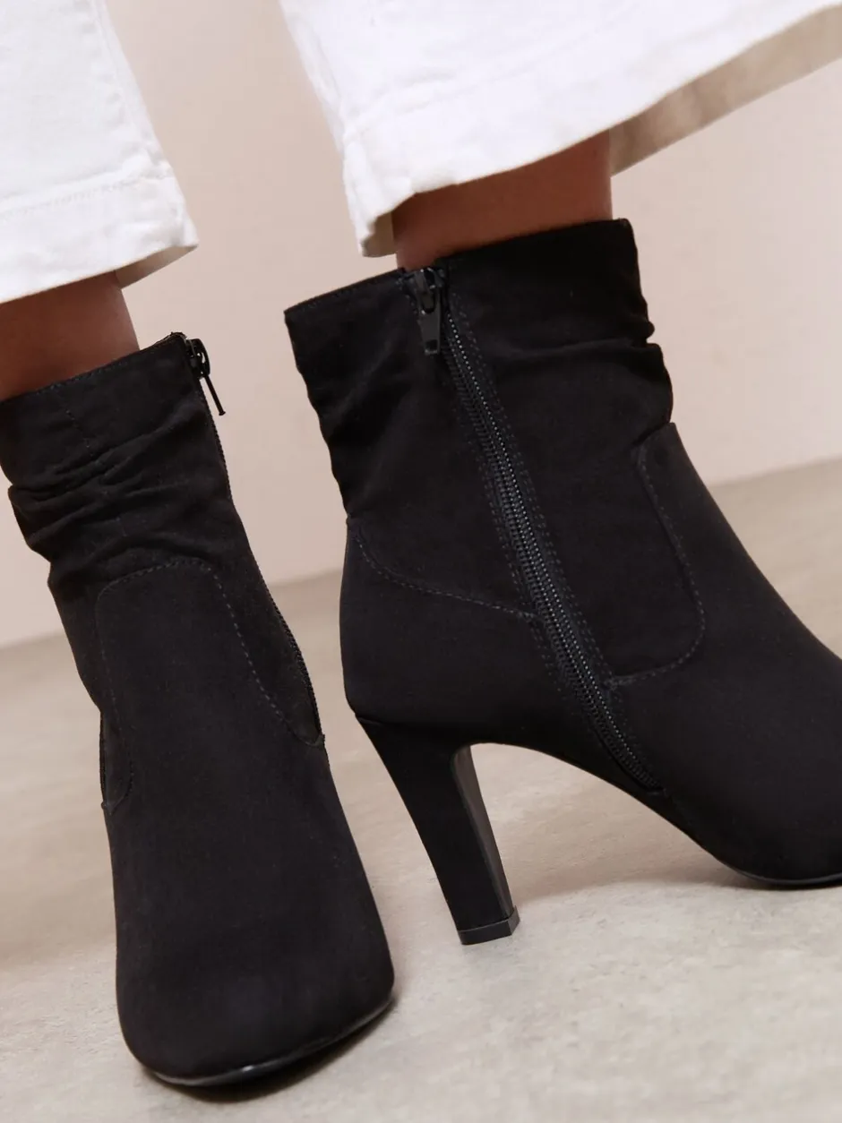 Schoenen Met Hakken*Friends Like These Mid Heel Ruched Faux Suede Ankle Boots