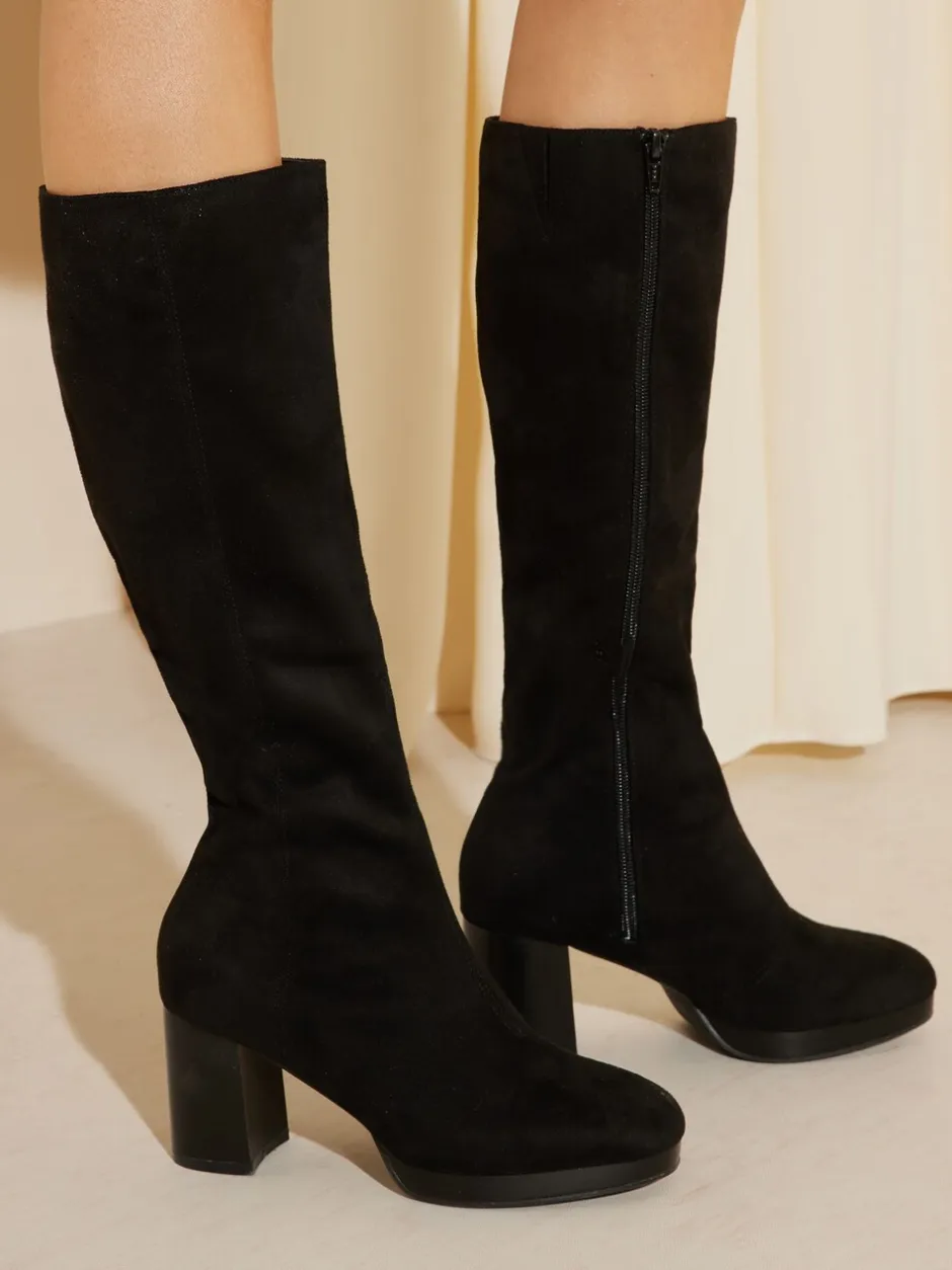 Boots|Friends Like These Platform Block Heel Knee High Faux Suede Long Boots
