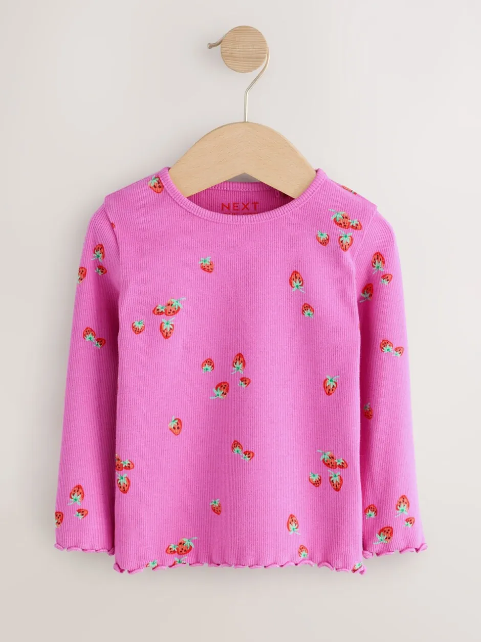 T-Shirts|Next Fruit - Verpakking van 5 geribde tops met lange mouwen (3mnd-7jr)
