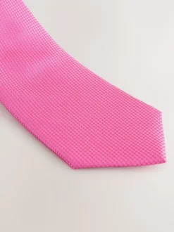 Stropdassen En Pochets|Next Fuchsia - Set met textuurrijke stropdas en pochet