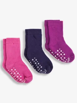 Sokken*Jojo Maman Bébé - - Set van 3 paar extra dikke sokken Fuchsia-roze