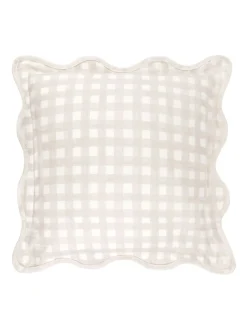 Kussentjes En Plaids|Kussentjes En Plaids*Furn . Scallop Edge Gingham Cushion Natuurlijk