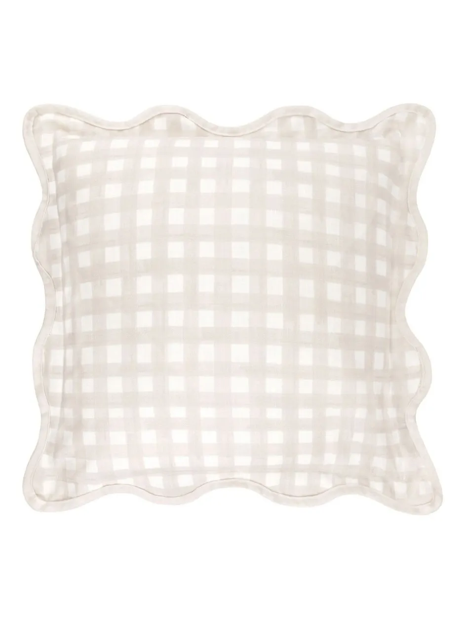 Kussentjes En Plaids|Kussentjes En Plaids*Furn . Scallop Edge Gingham Cushion Natuurlijk