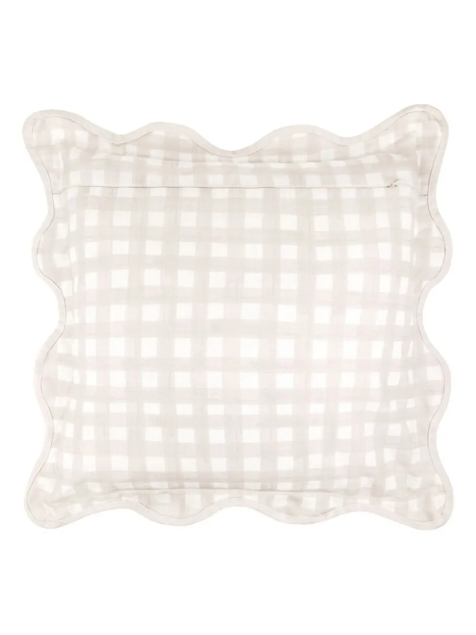 Kussentjes En Plaids|Kussentjes En Plaids*Furn . Scallop Edge Gingham Cushion Natuurlijk