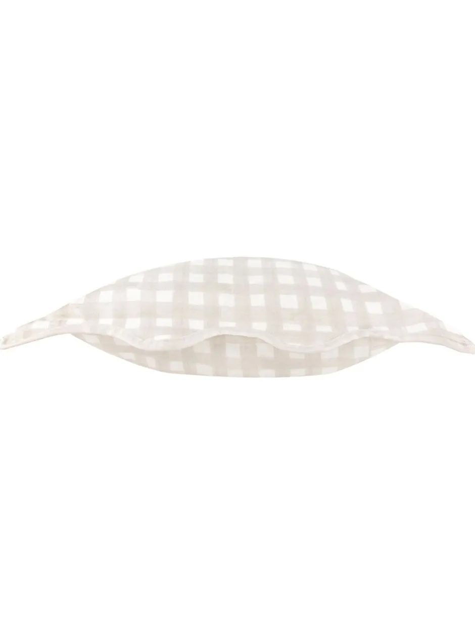 Kussentjes En Plaids|Kussentjes En Plaids*Furn . Scallop Edge Gingham Cushion Natuurlijk
