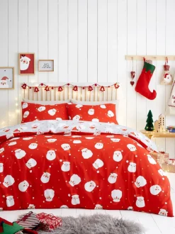 Kinderbeddengoed|Fusion Easycare Kerstmis Dekbedovertrek Set Rode Vrolijke Kerstman