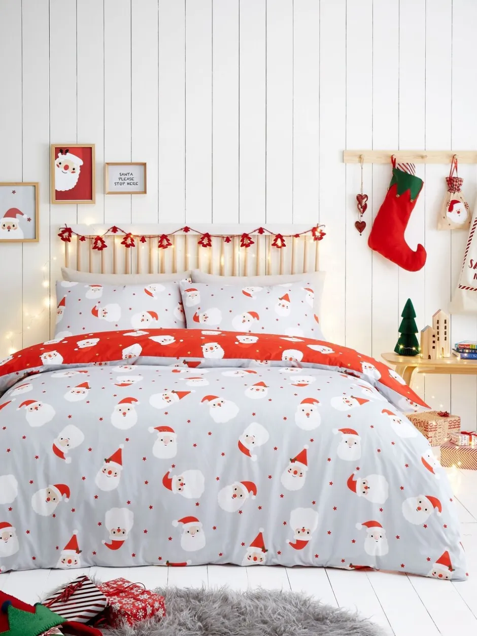 Kinderbeddengoed|Fusion Easycare Kerstmis Dekbedovertrek Set Rode Vrolijke Kerstman