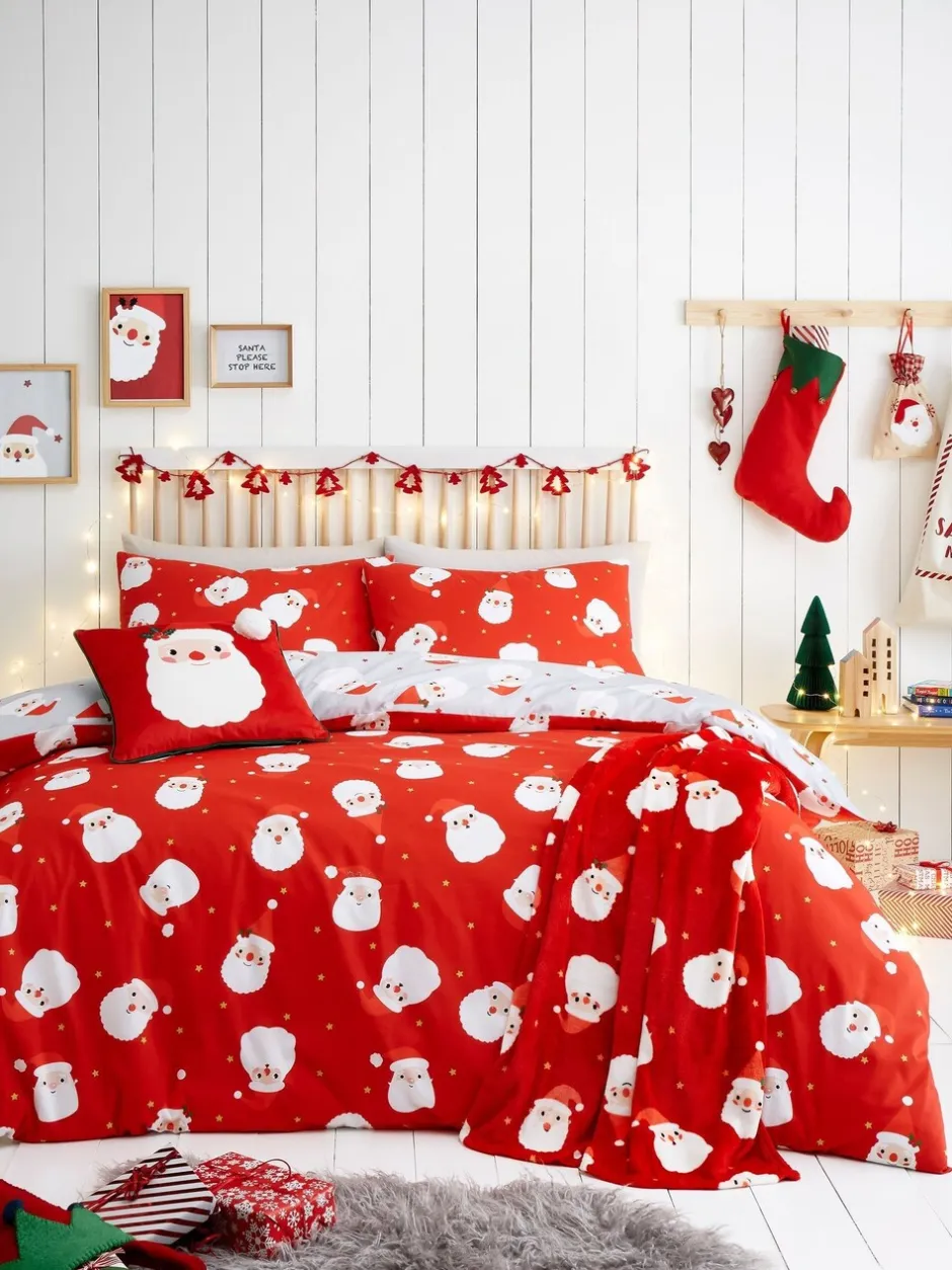 Kinderbeddengoed|Fusion Easycare Kerstmis Dekbedovertrek Set Rode Vrolijke Kerstman