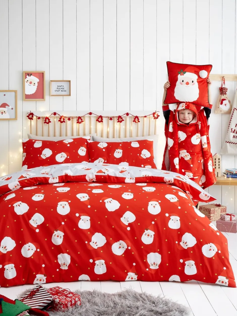 Kinderbeddengoed|Fusion Easycare Kerstmis Dekbedovertrek Set Rode Vrolijke Kerstman