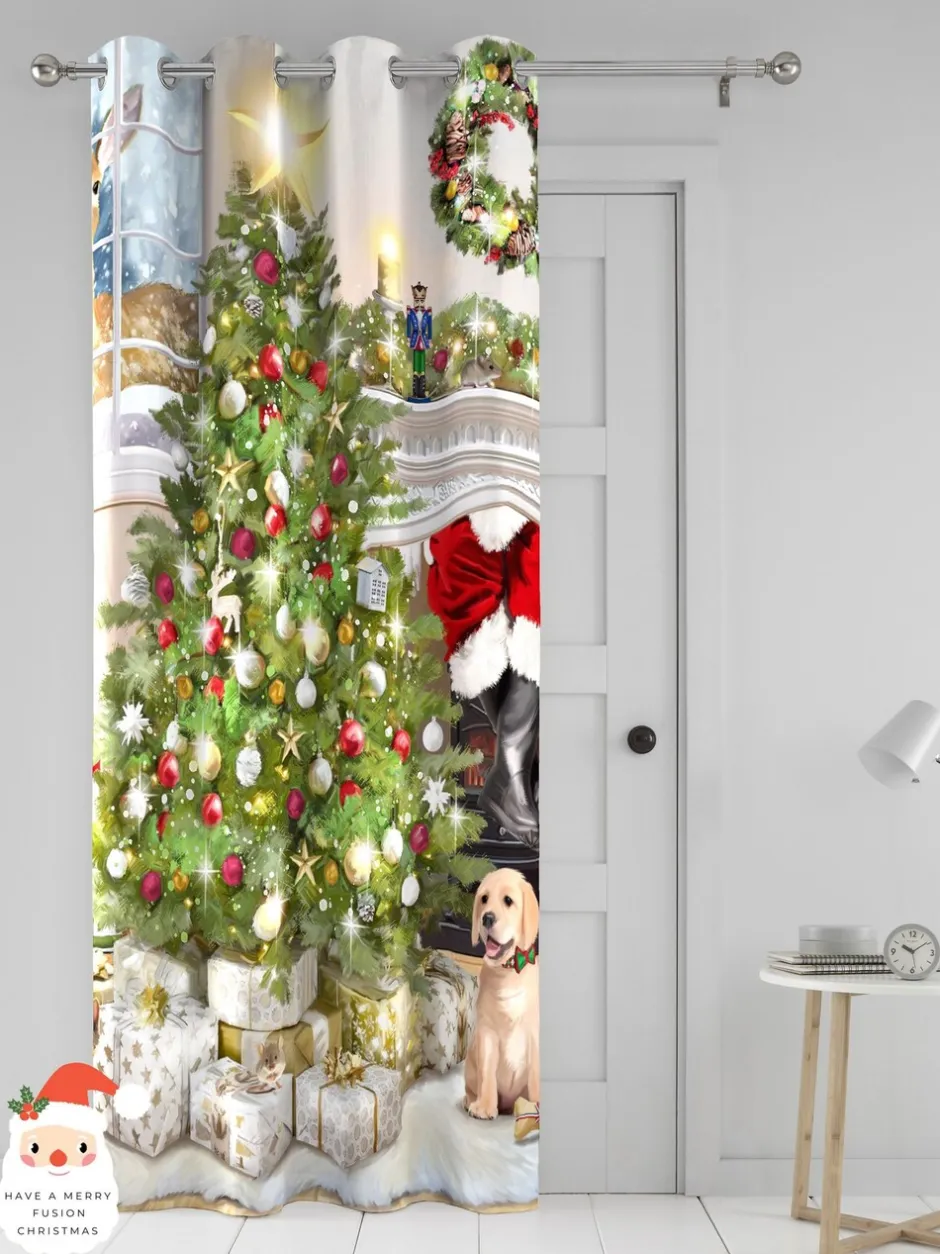 Gordijnen|Gordijnen|Fusion Kerstmis Boom Feestelijk Ringgordijn Enkel Paneel