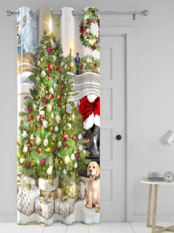 Gordijnen|Gordijnen|Fusion Kerstmis Boom Feestelijk Ringgordijn Enkel Paneel