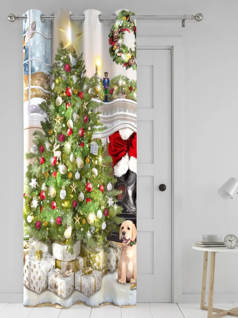 Gordijnen|Gordijnen|Fusion Kerstmis Boom Feestelijk Ringgordijn Enkel Paneel