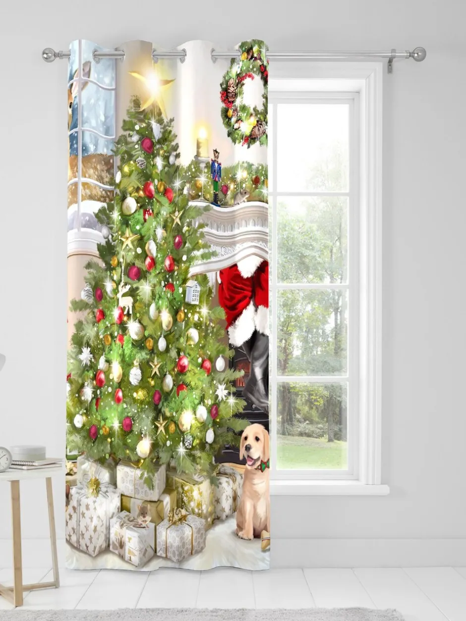 Gordijnen|Gordijnen|Fusion Kerstmis Boom Feestelijk Ringgordijn Enkel Paneel