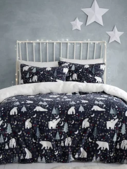 Kinderbeddengoed|Fusion Plush Christmas Duvet Cover Set Blauwe sterrennacht