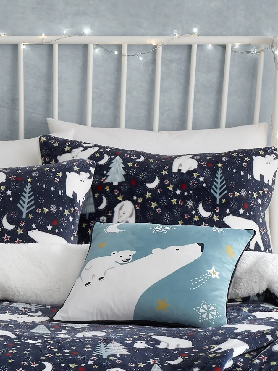 Kinderbeddengoed|Fusion Plush Christmas Duvet Cover Set Blauwe sterrennacht