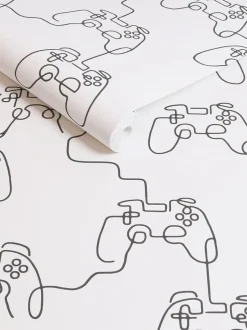 Behang*Next Gamer Doodle 10M Wallpaper Zwart