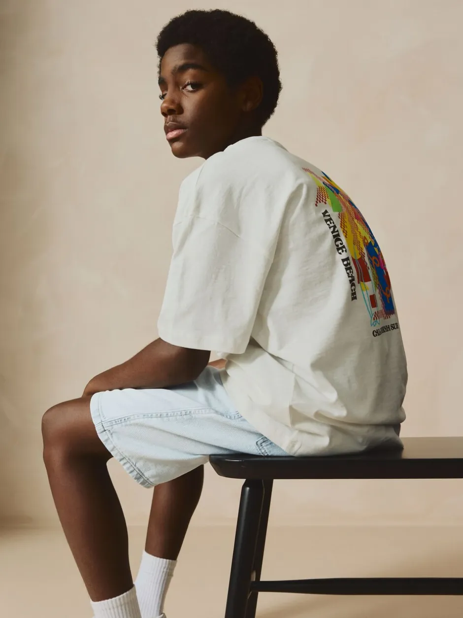 Shorts*Next - Bermuda denim shorts met elastische taille (3 - 16 jr) Gebleekt