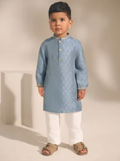 Kurtas|Shirts|Next Geborduurde blauwe bladeren - Eid Koerta (3mnd -16jr)