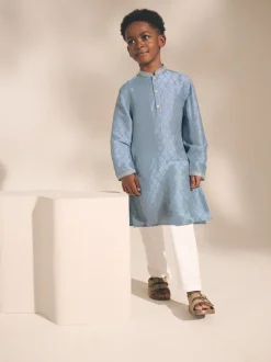 Kurtas|Shirts|Next Geborduurde blauwe bladeren - Eid Koerta (3mnd -16jr)