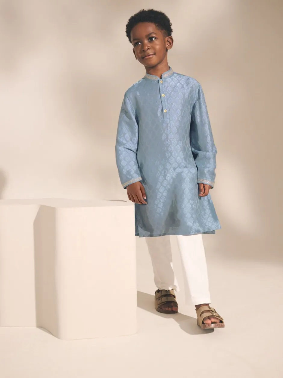 Kurtas|Shirts|Next Geborduurde blauwe bladeren - Eid Koerta (3mnd -16jr)