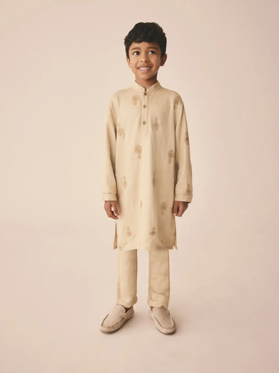 Kurtas|Next Geborduurde neutrale bladeren - Eid Koerta (3mnd -16jr)