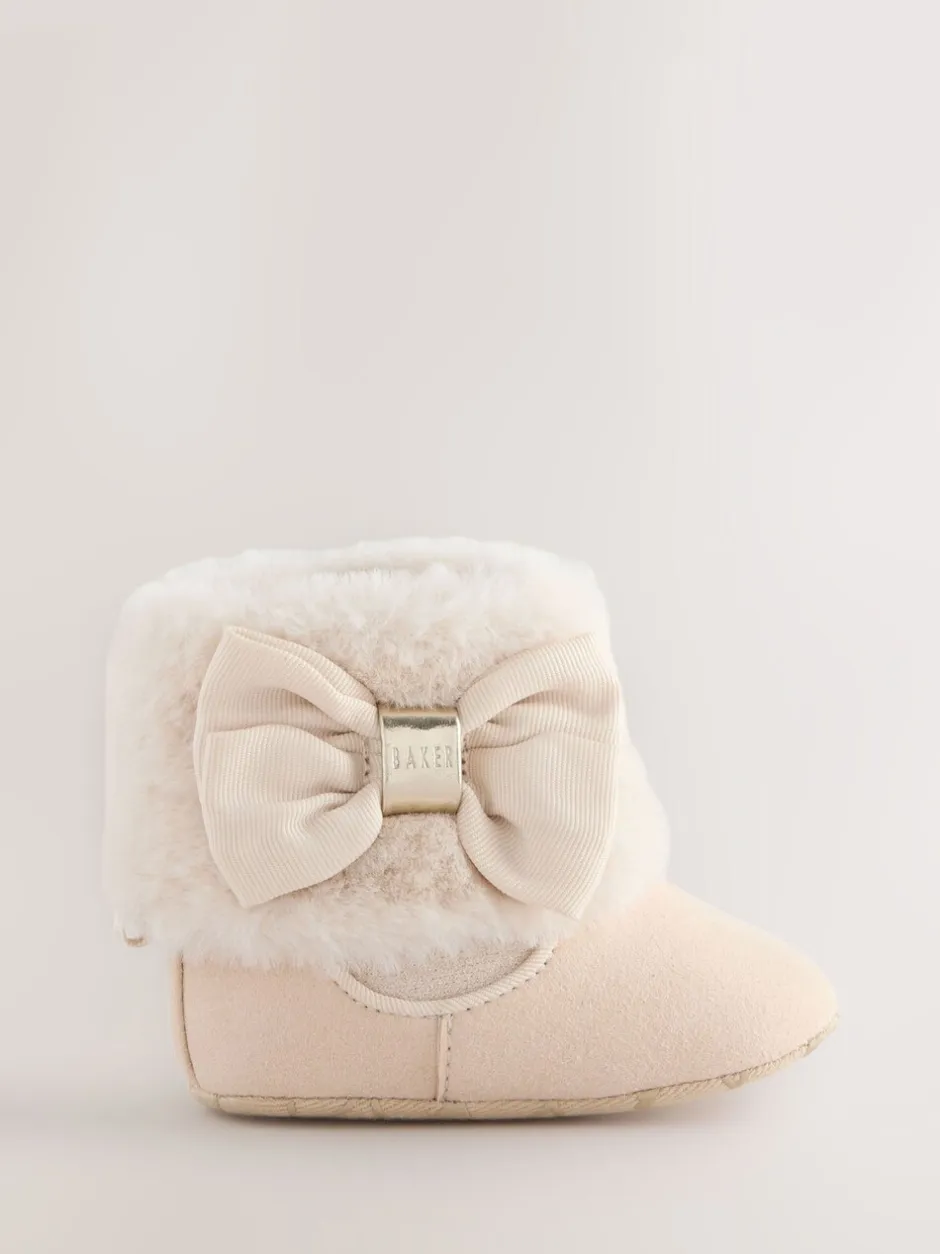 Boots*Baker by Ted Baker - gewatteerde laarsjes met imitatiebont voor babymeisjes Gebroken wit