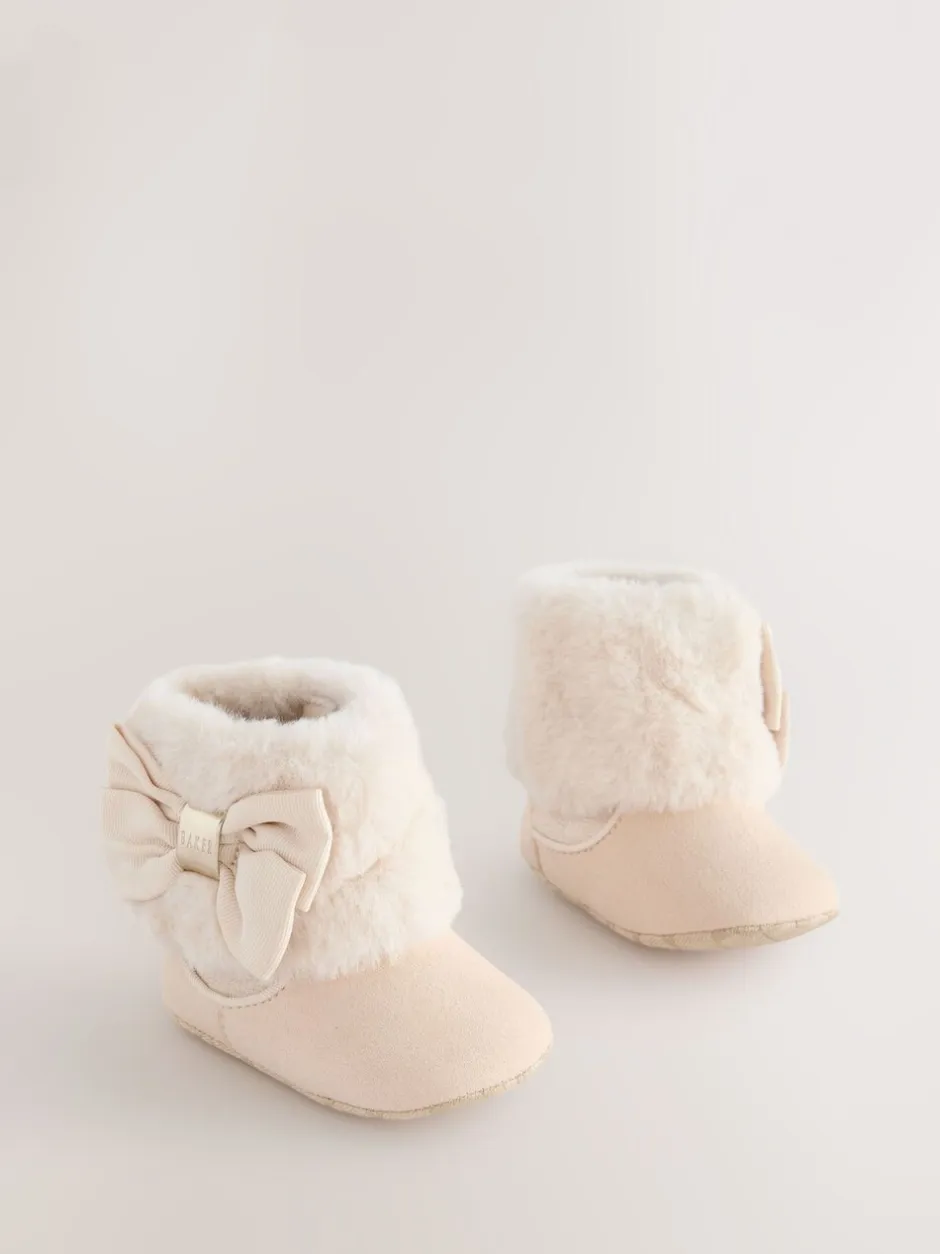 Boots*Baker by Ted Baker - gewatteerde laarsjes met imitatiebont voor babymeisjes Gebroken wit