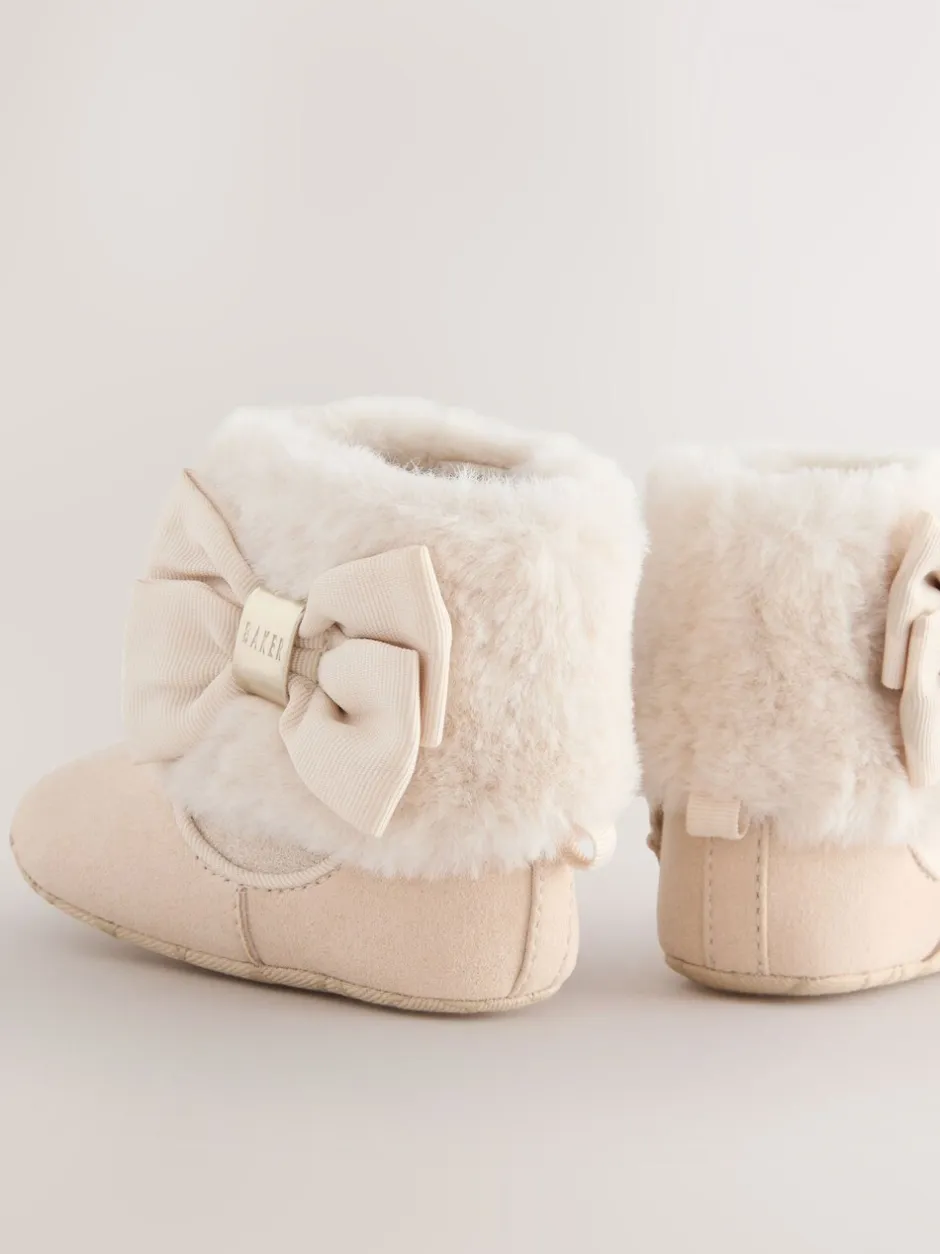 Boots*Baker by Ted Baker - gewatteerde laarsjes met imitatiebont voor babymeisjes Gebroken wit