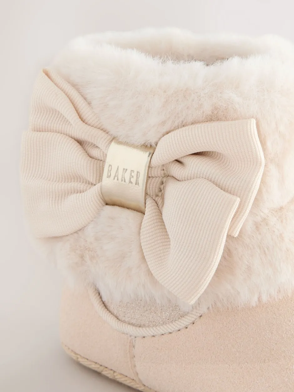 Boots*Baker by Ted Baker - gewatteerde laarsjes met imitatiebont voor babymeisjes Gebroken wit