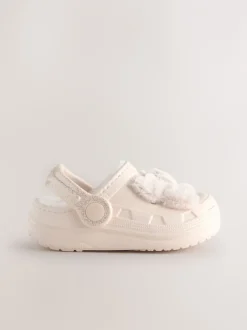 Pantoffels*Next - Pantoffelklompen met voering van imitatiebont Gebroken wit