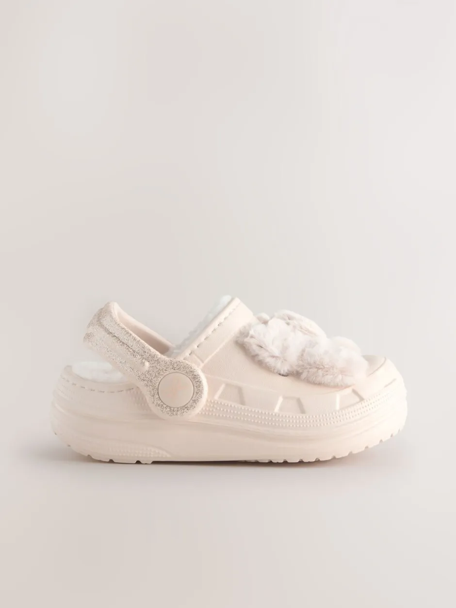 Pantoffels*Next - Pantoffelklompen met voering van imitatiebont Gebroken wit