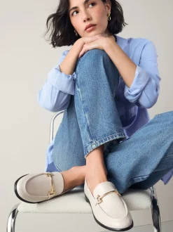 Lage Schoenen|Next - Trim Round Toe Loafers Gebroken wit