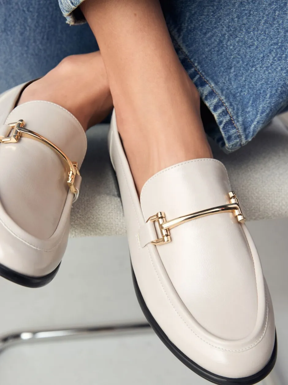 Lage Schoenen|Next - Trim Round Toe Loafers Gebroken wit