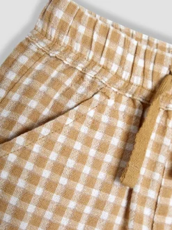 Shorts|Jojo Maman Bébé - 100% katoenen short met textuur en geruit patroon Gedempte Bruine Ruit