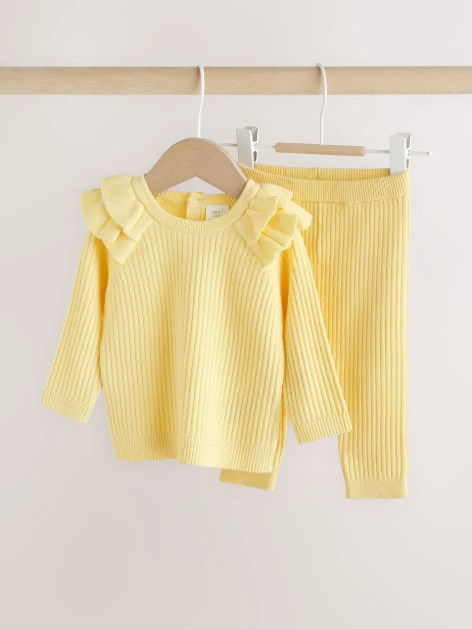 Sets En Combisets|Truien En Breisels*Next Geel - Gebreide babytrui en leggings set 2 -delig (0mnd -3jr)
