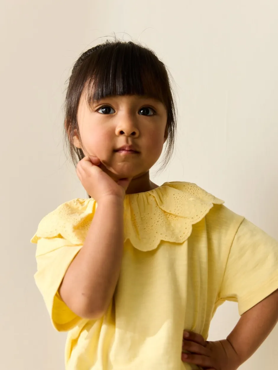 T-Shirts*Next - Short Sleeve Broderie Collar Top (3mths-7yrs) Geel
