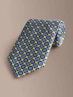 Stropdassen En Pochets|Next Geel - Signature Silk Italian Geometric Tie