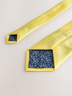 Stropdassen En Pochets|Next Geel - Stropdas met textuur en dasspeld