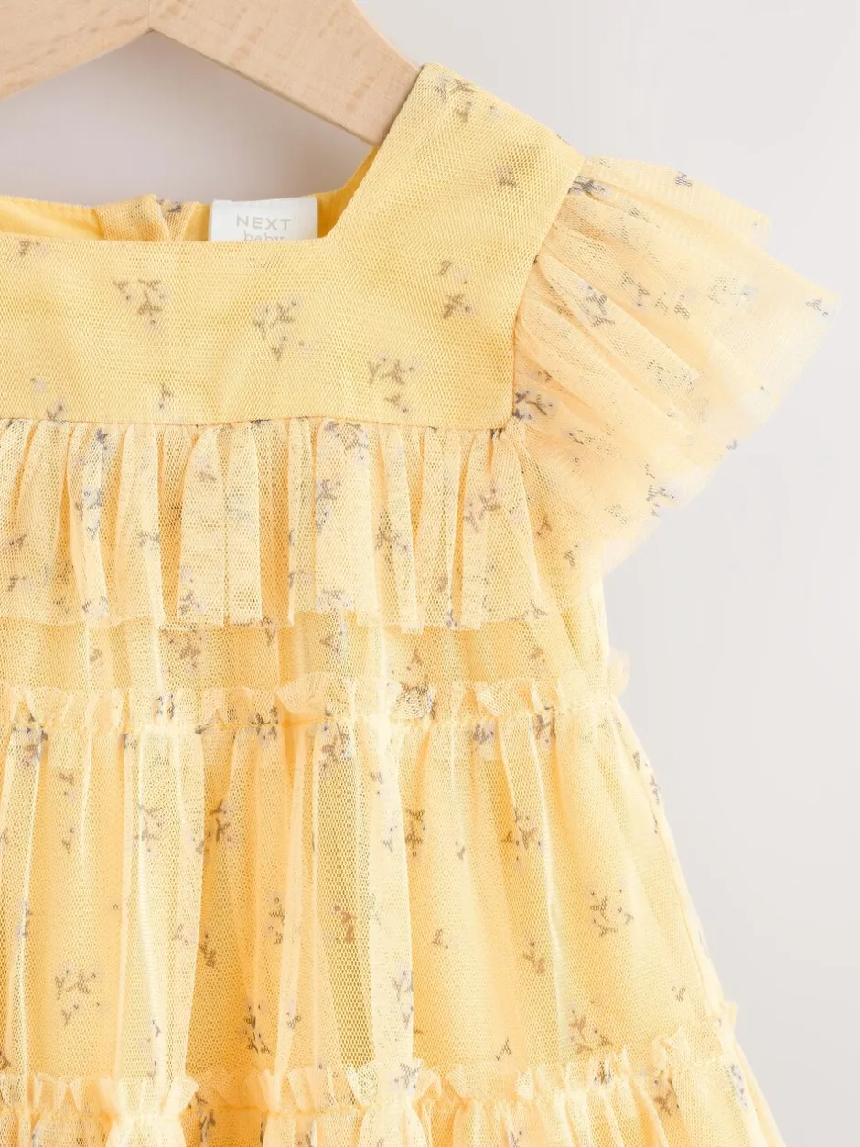 Gelegenheidskleding|Next - Baby Mesh Dress (0mths-2yrs) Geel ditsy