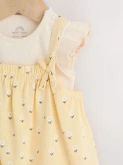 Rompertjes En Tuinbroeken|Tuinbroeken|Next - Babyjersey bretelbroeken en Bodysuits Set van 2 stuks (0maanden -3jaar) Geel ditsy