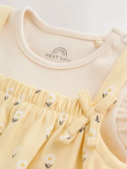 Rompertjes En Tuinbroeken|Tuinbroeken|Next - Babyjersey bretelbroeken en Bodysuits Set van 2 stuks (0maanden -3jaar) Geel ditsy