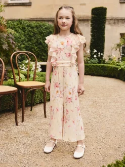 Jumpsuits En Playsuits*Next - Short Sleeve Pleated Ruffle Jumpsuit (3-16yrs) Geel gebloemd